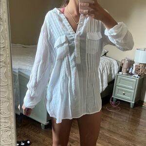 Zac & Rachel Sheer White Button-Down Shirt